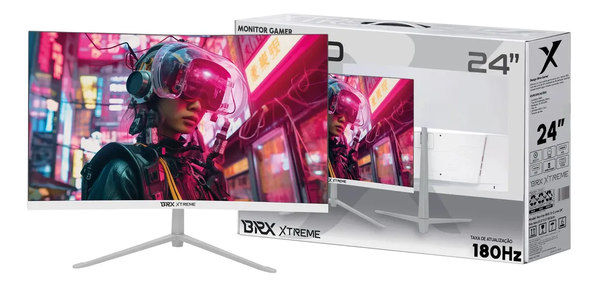 MONITOR GAMER BRX XTREME 24" CURVO 180Hz BRANCO